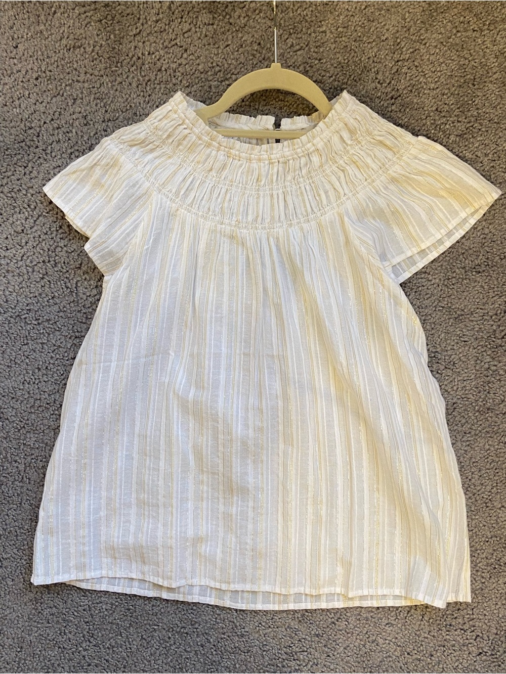 LOFT Smocked Neck White Short Sleeve Women’s Top
